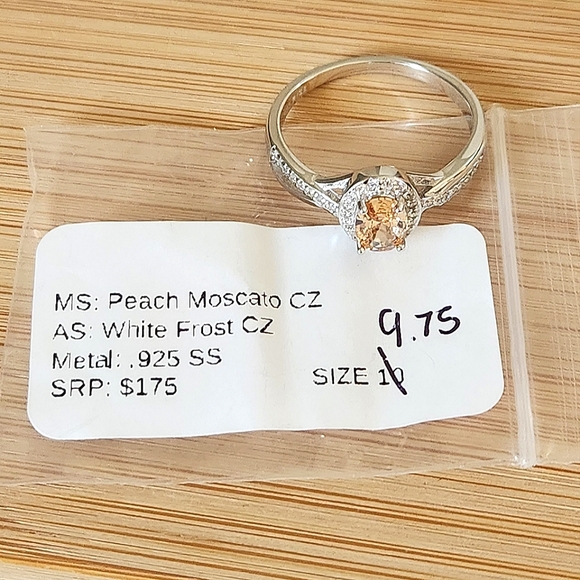 NWT Ryze Peach Moscato & White CZ .925 Sterling Silver Ring - Size 9.75 - Picture 5 of 9